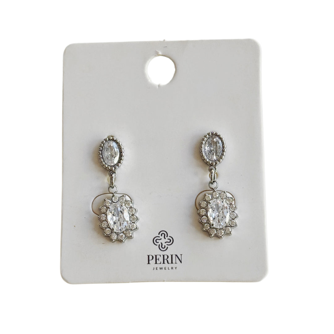 Oval Drop Earrings – silver