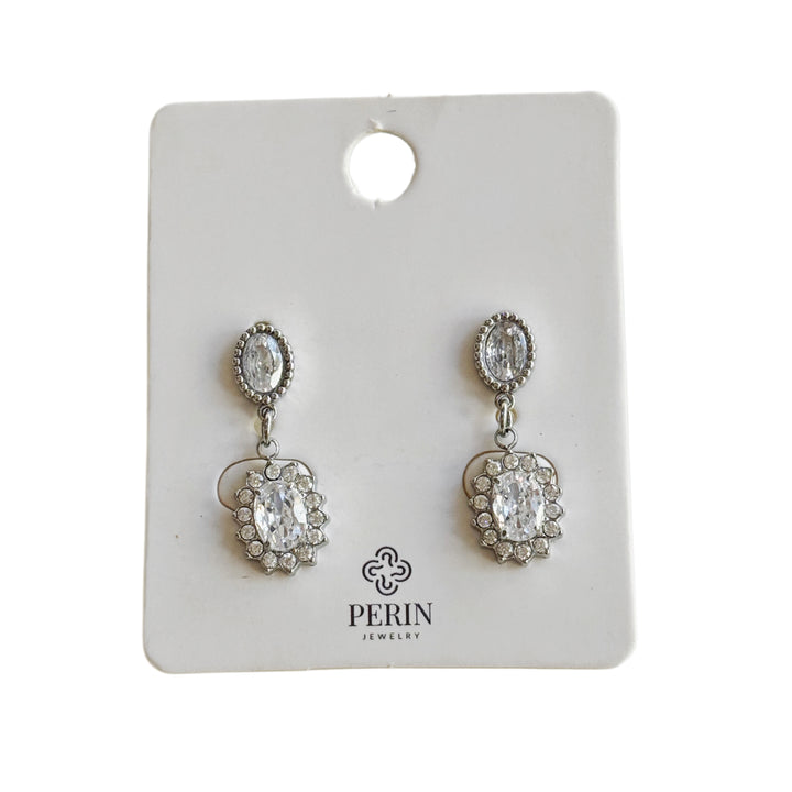 Oval Drop Earrings – silver