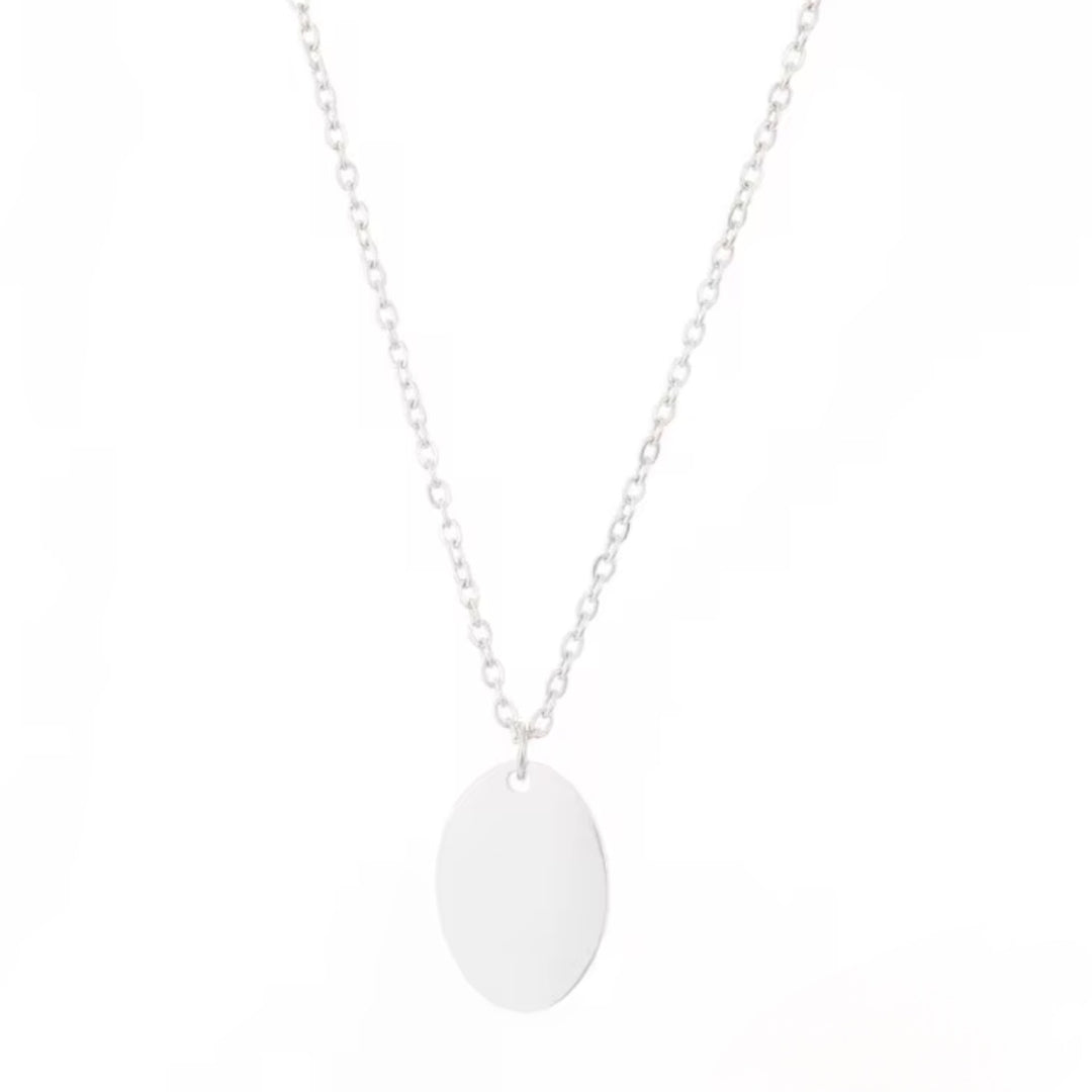 Mini oval necklace- engravable silver