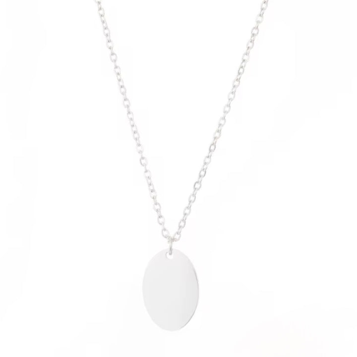Mini oval necklace- engravable silver