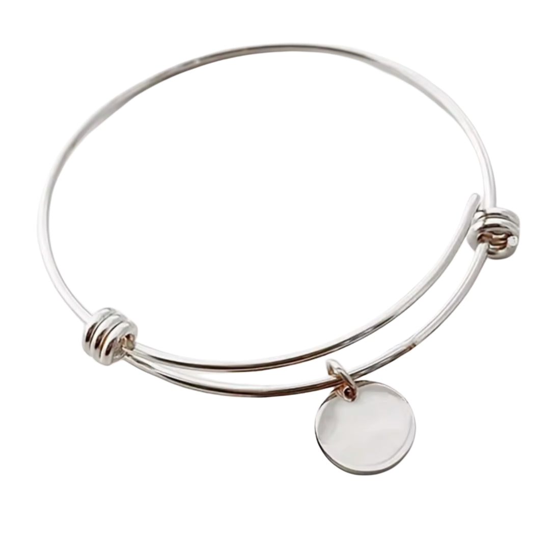Bangle bracelet charm- engravable silver