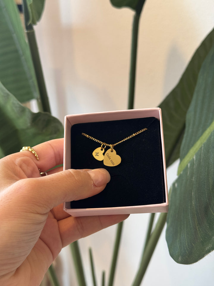 Double heart necklace engravable