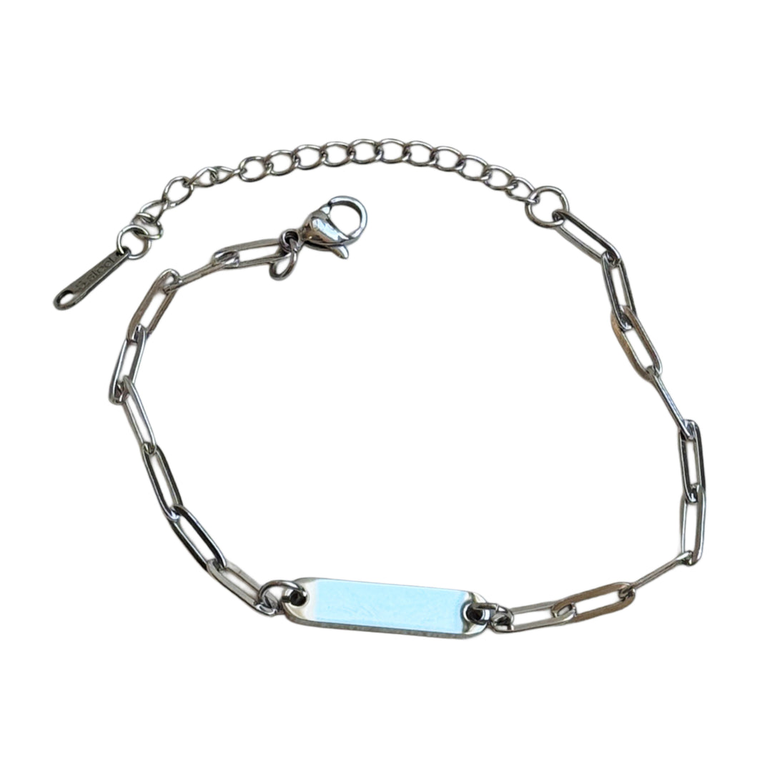 Paper clip bracelet - engravable silver