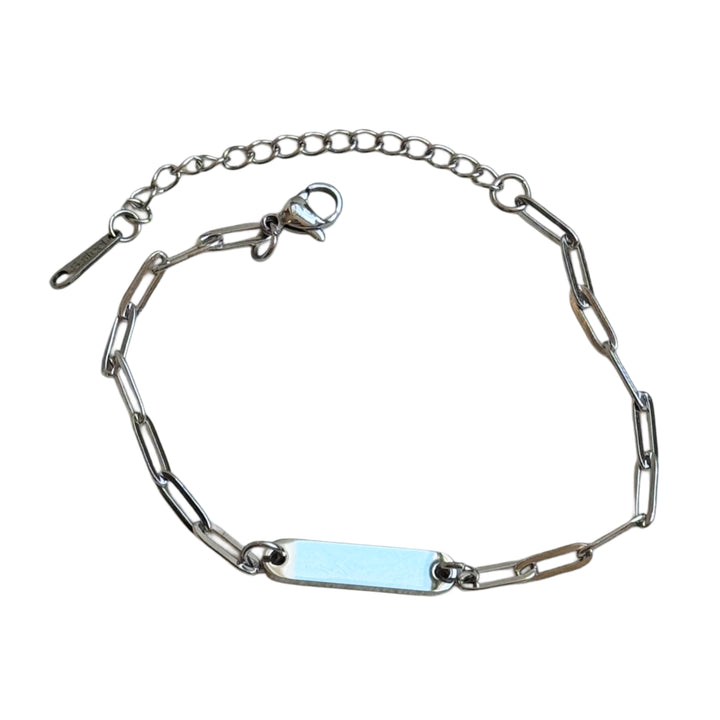 Paper clip bracelet - engravable silver