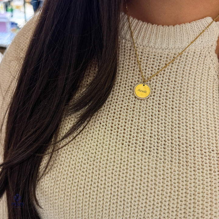 Round diamond engravable necklace