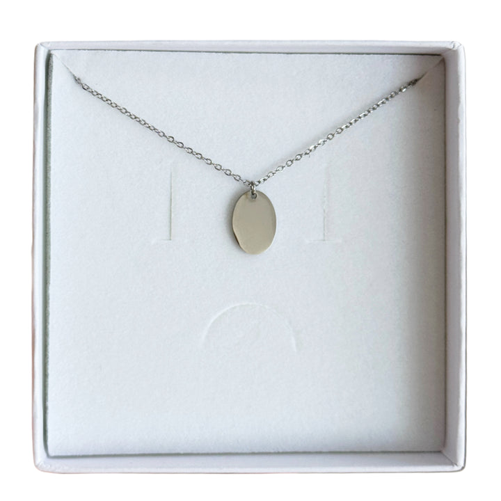 Mini oval necklace- engravable silver