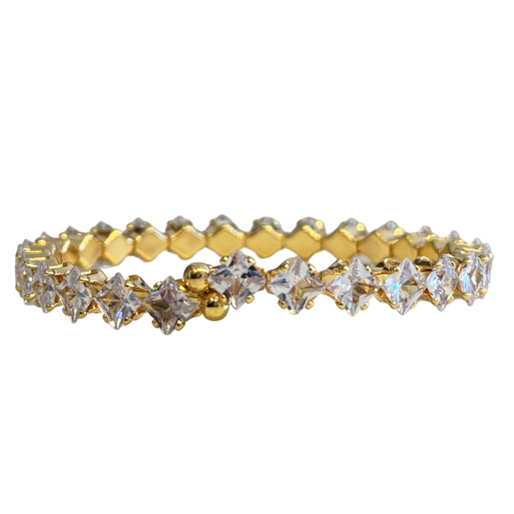 Diagonal Stone Bangle - gold