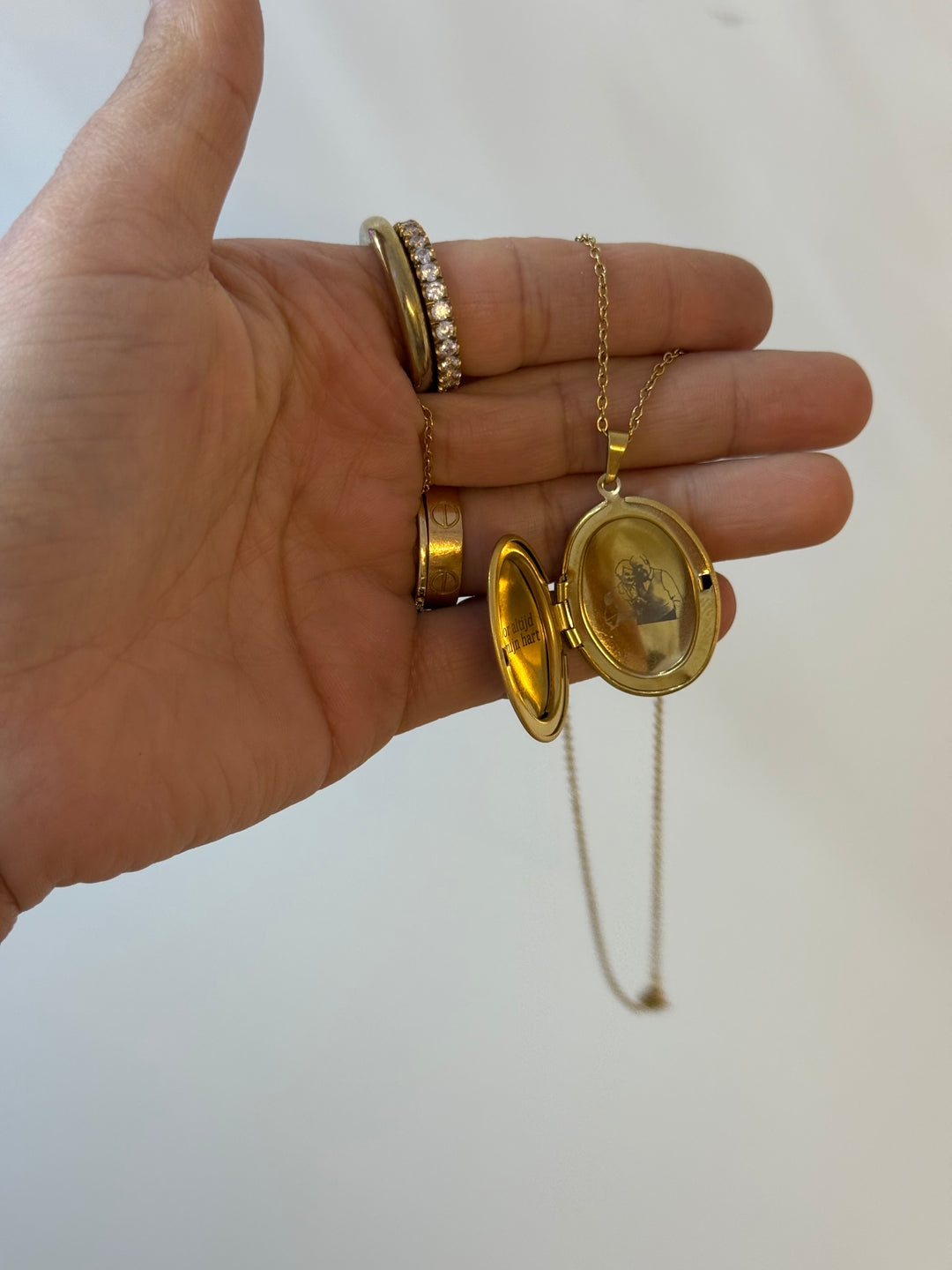 Oval locket necklace  - engravable gold