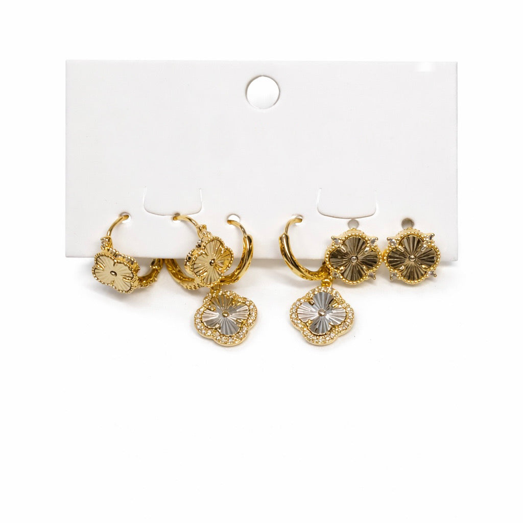 Clover stack earrings - gold