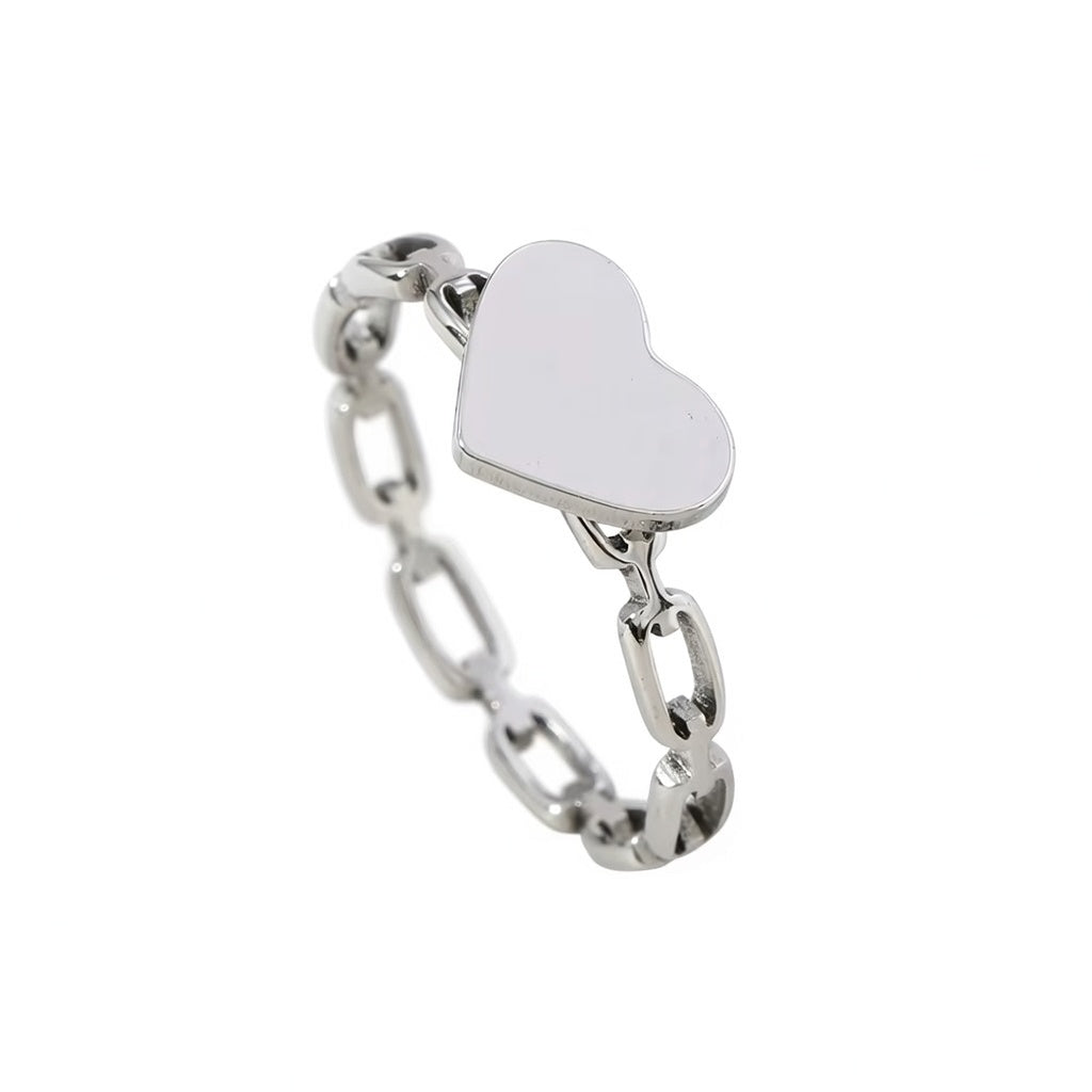 Heart ring engravable - silver