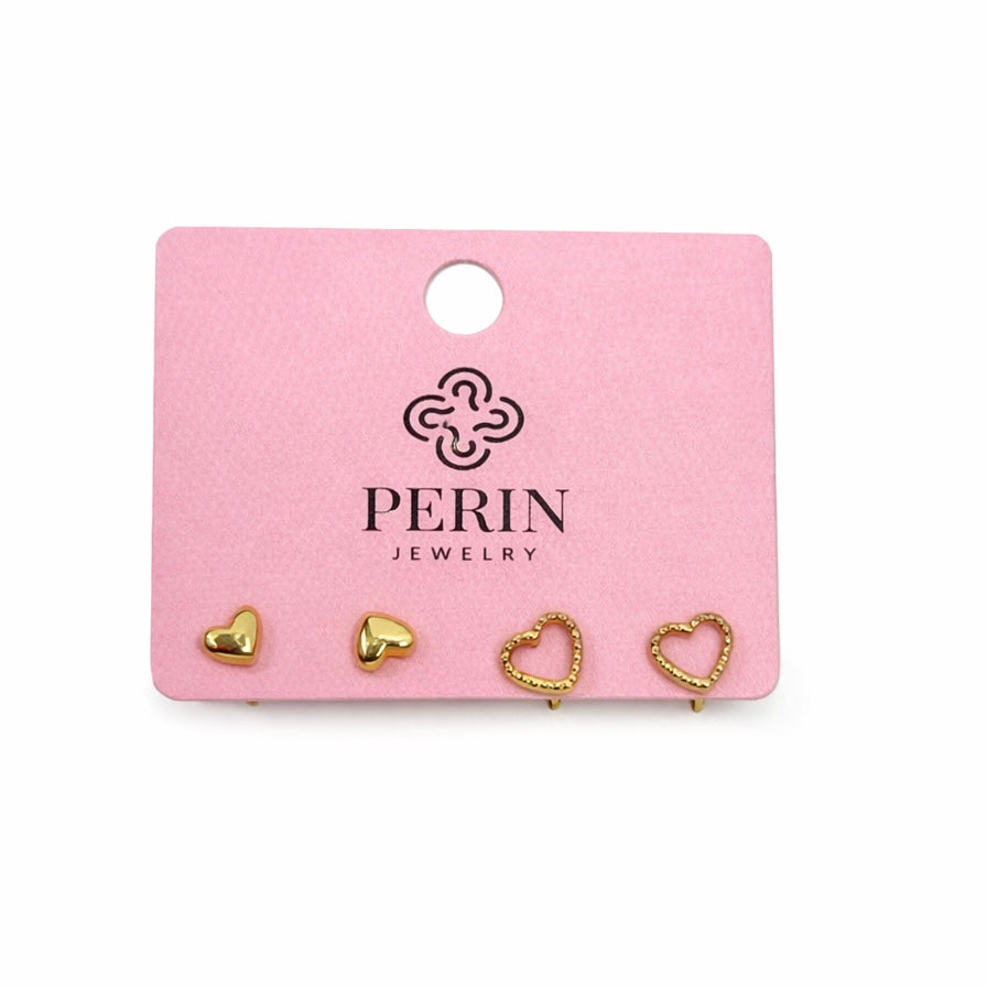Two pair heart studs - earrings