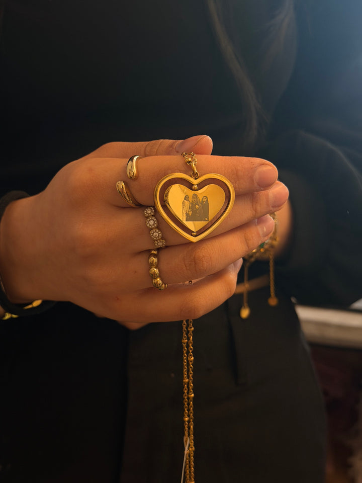 Spinner heart necklace engravable - gold