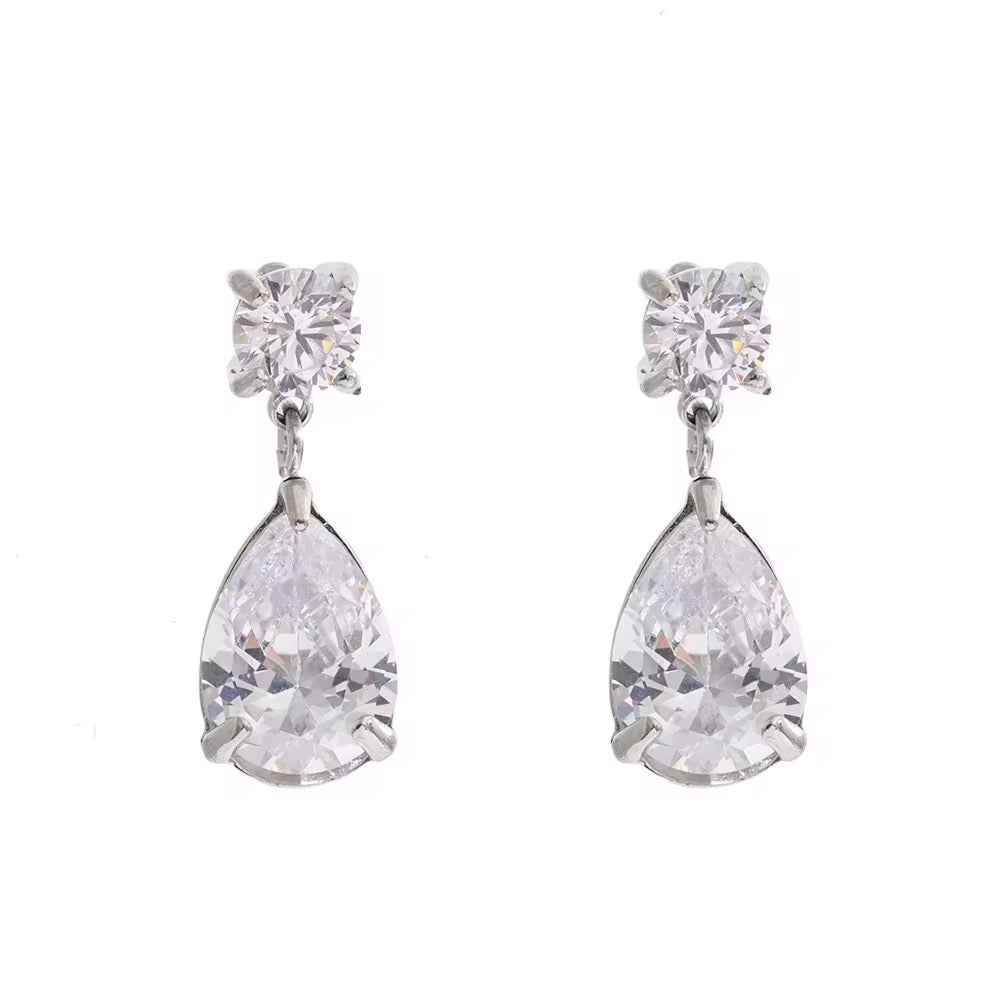 Pear drop earrings - silver