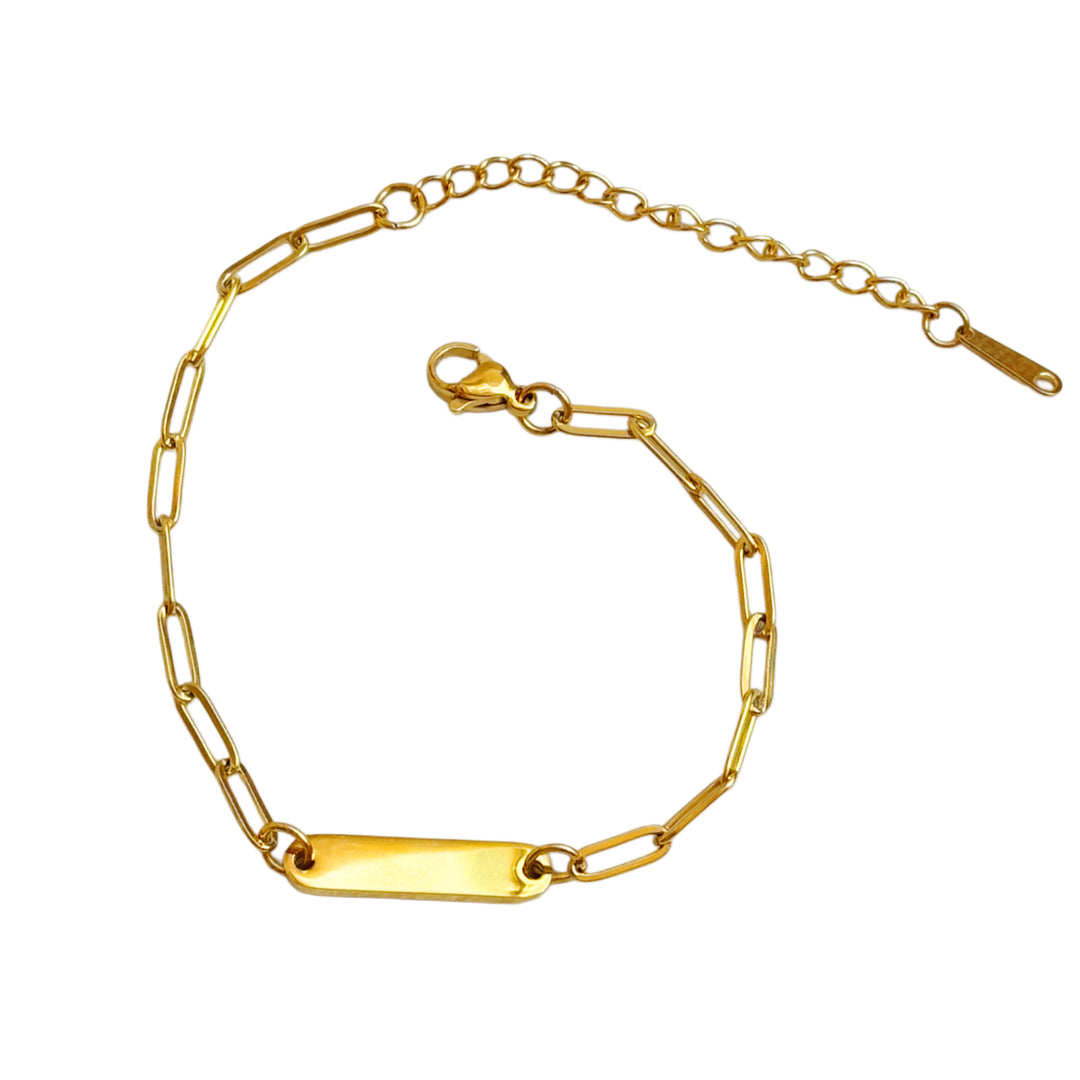 Paper clip bracelet - engravable gold