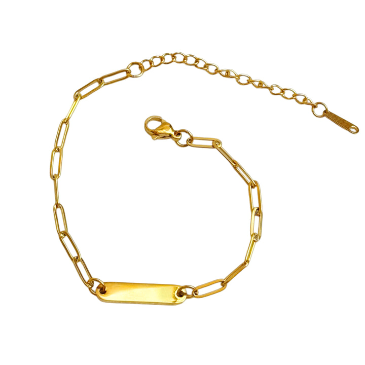 Paper clip bracelet - engravable gold