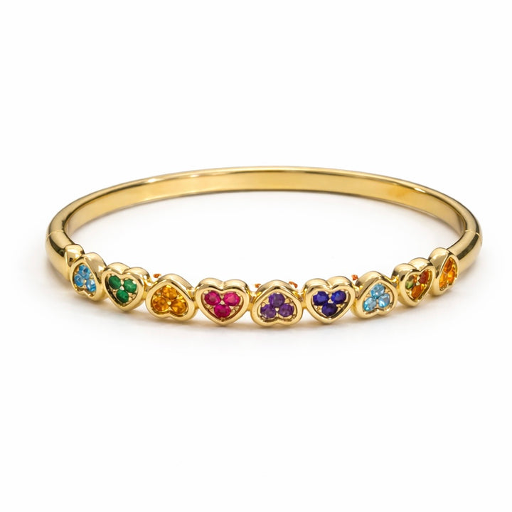 Ella colorful bangle - hearts gold