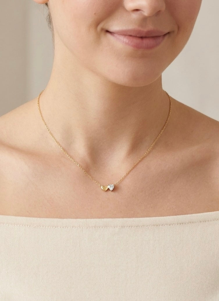 Two heart necklace gold