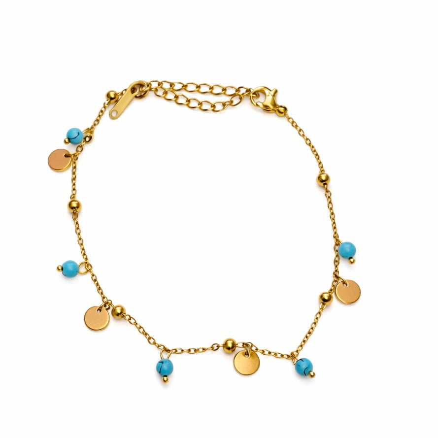 Blue anklet - gold
