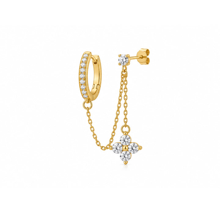 Flower layer earrings gold