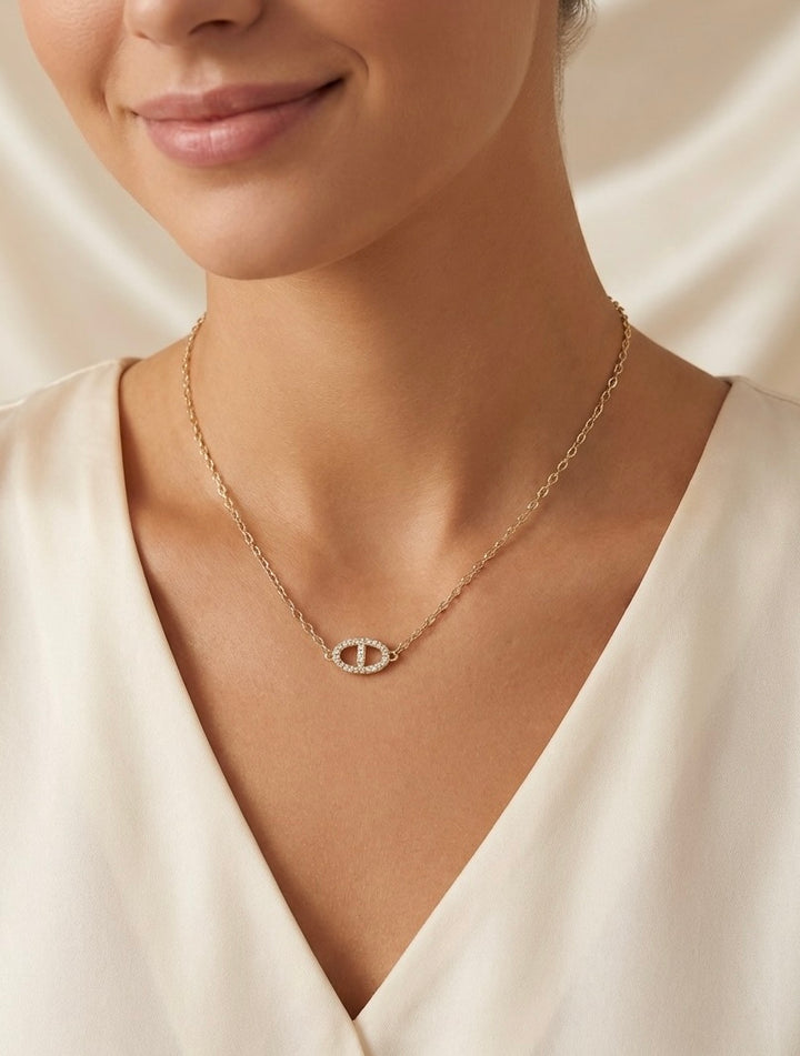 Navy necklace gold