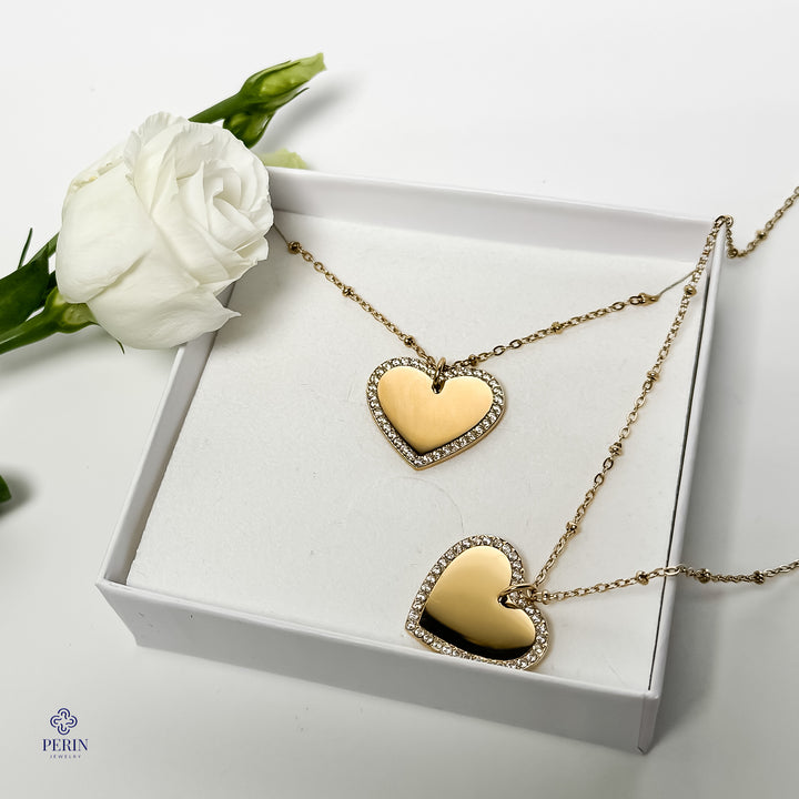 Heart diamond engravable necklace