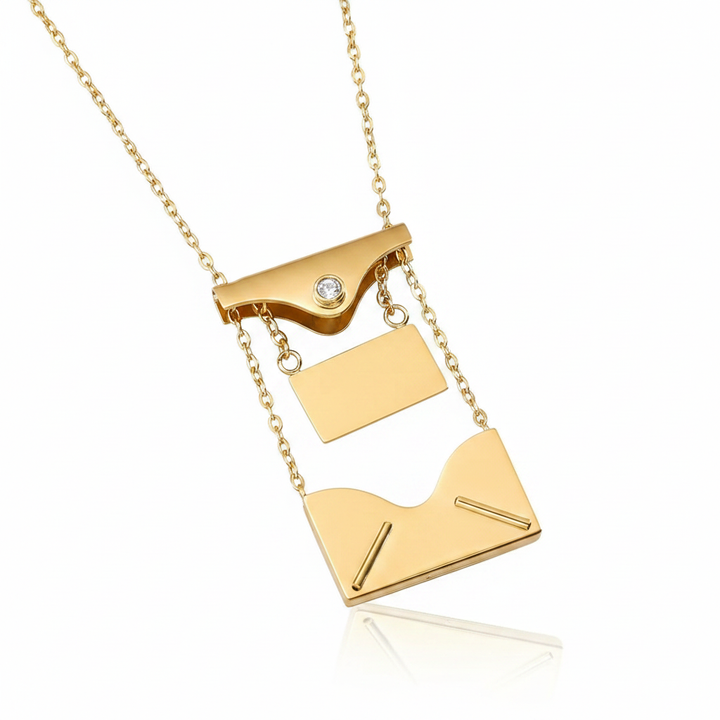 Envelope necklace gold