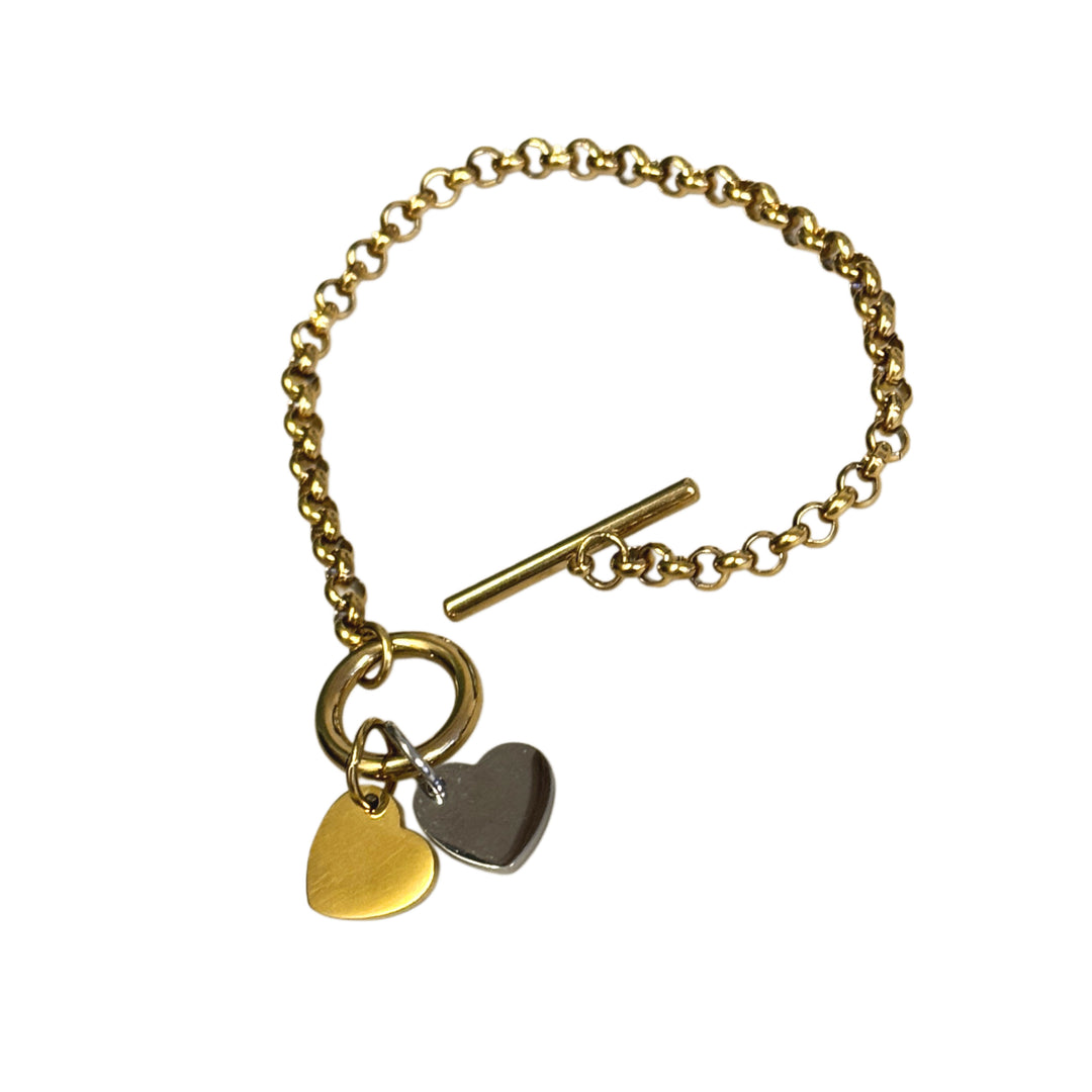 Double heart engravable bracelet
