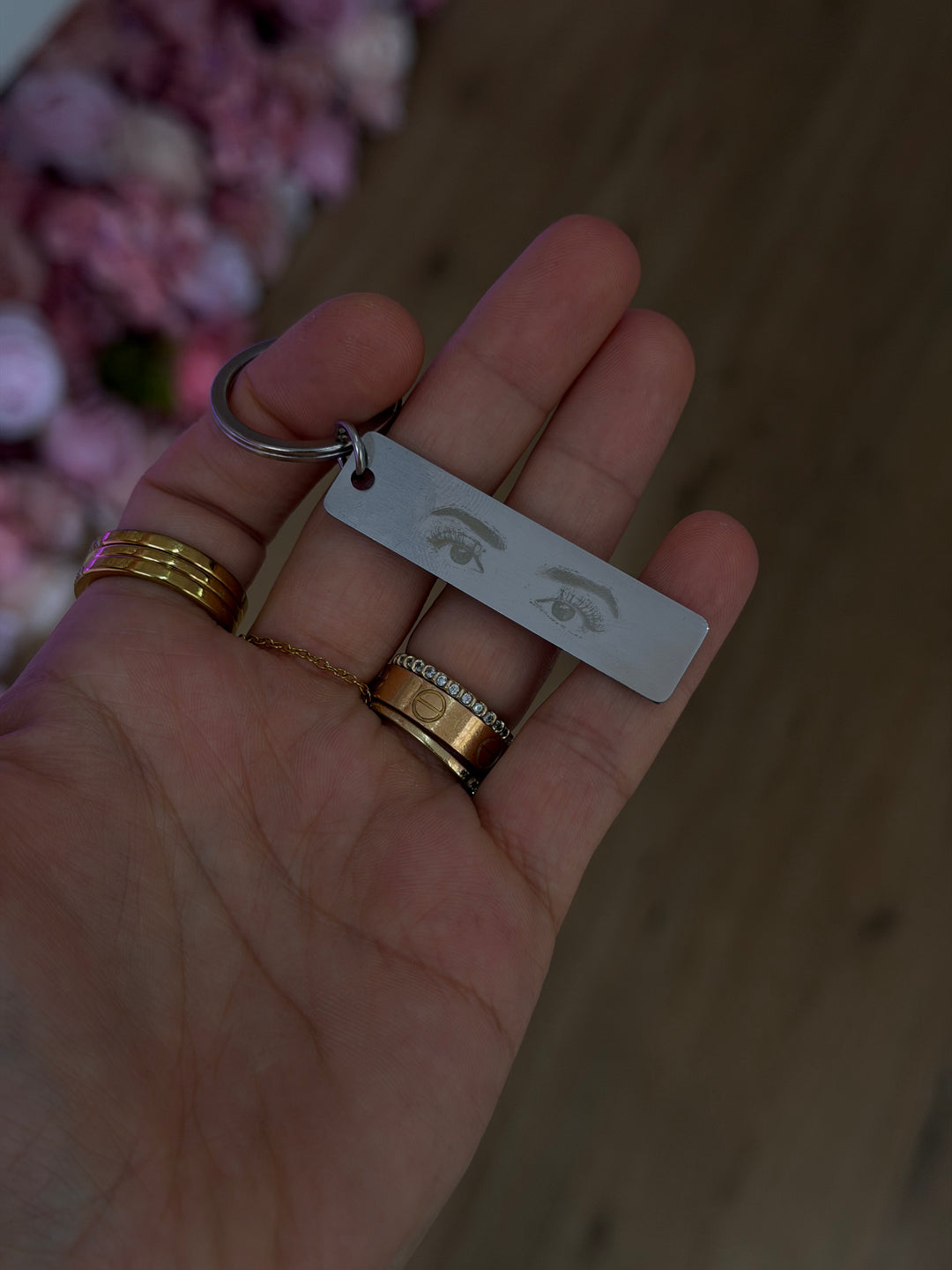 Custom keychain - EYES silver
