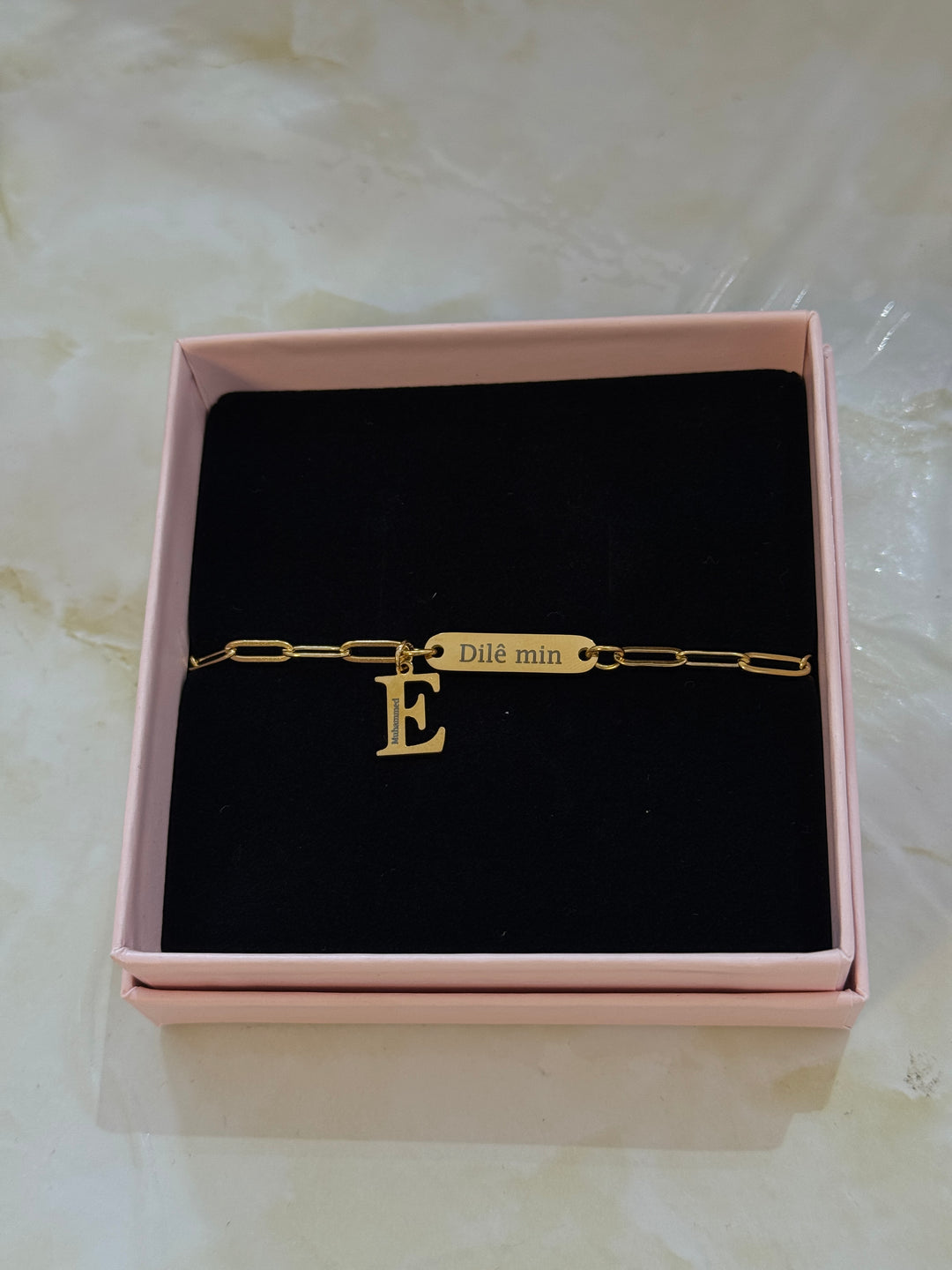 Paper clip bracelet - engravable gold