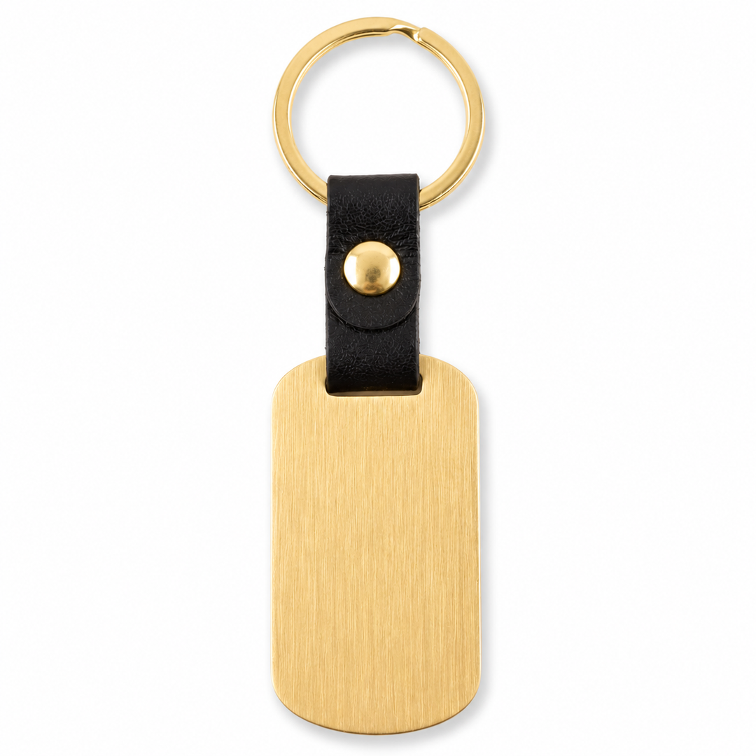 Key chain leather - gold