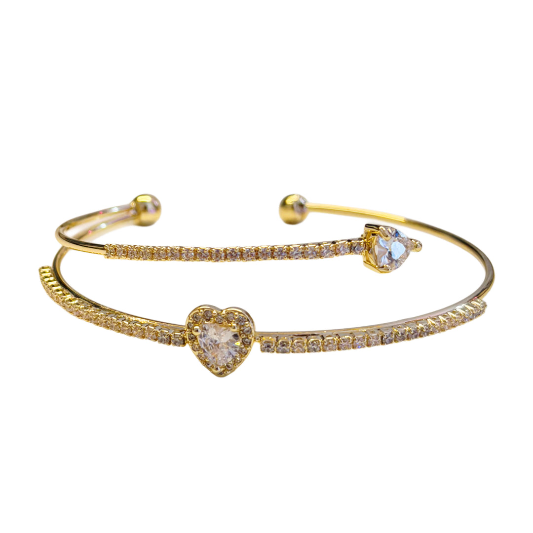 Luna crystal bangle - gold
