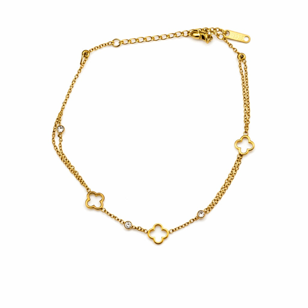 Clover anklet - gold