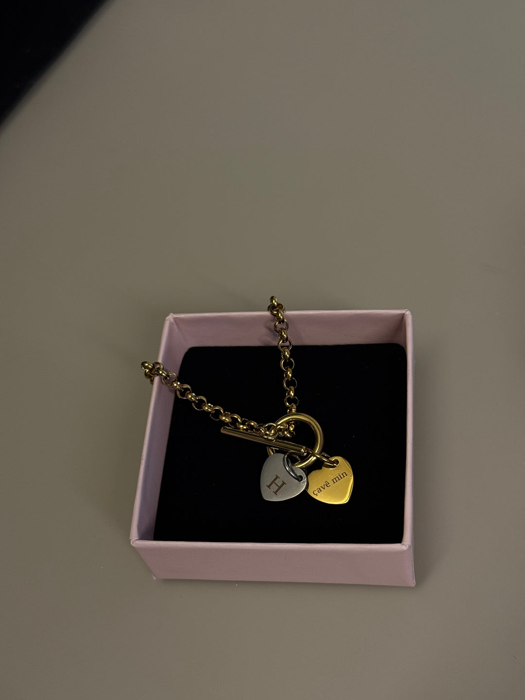Double heart engravable bracelet