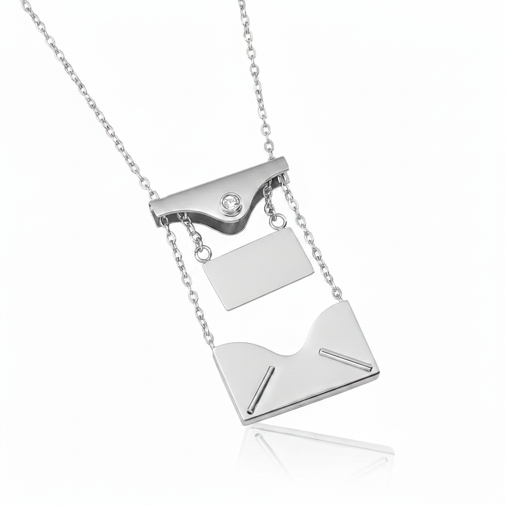 Envelope necklace silver
