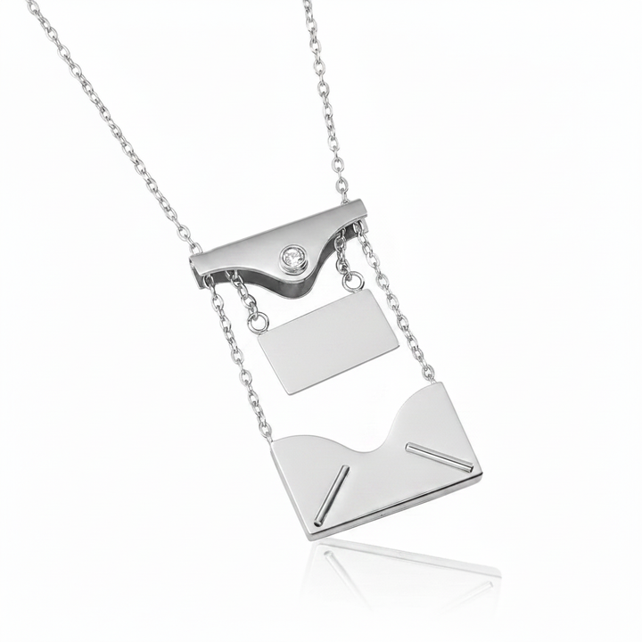Envelope necklace silver