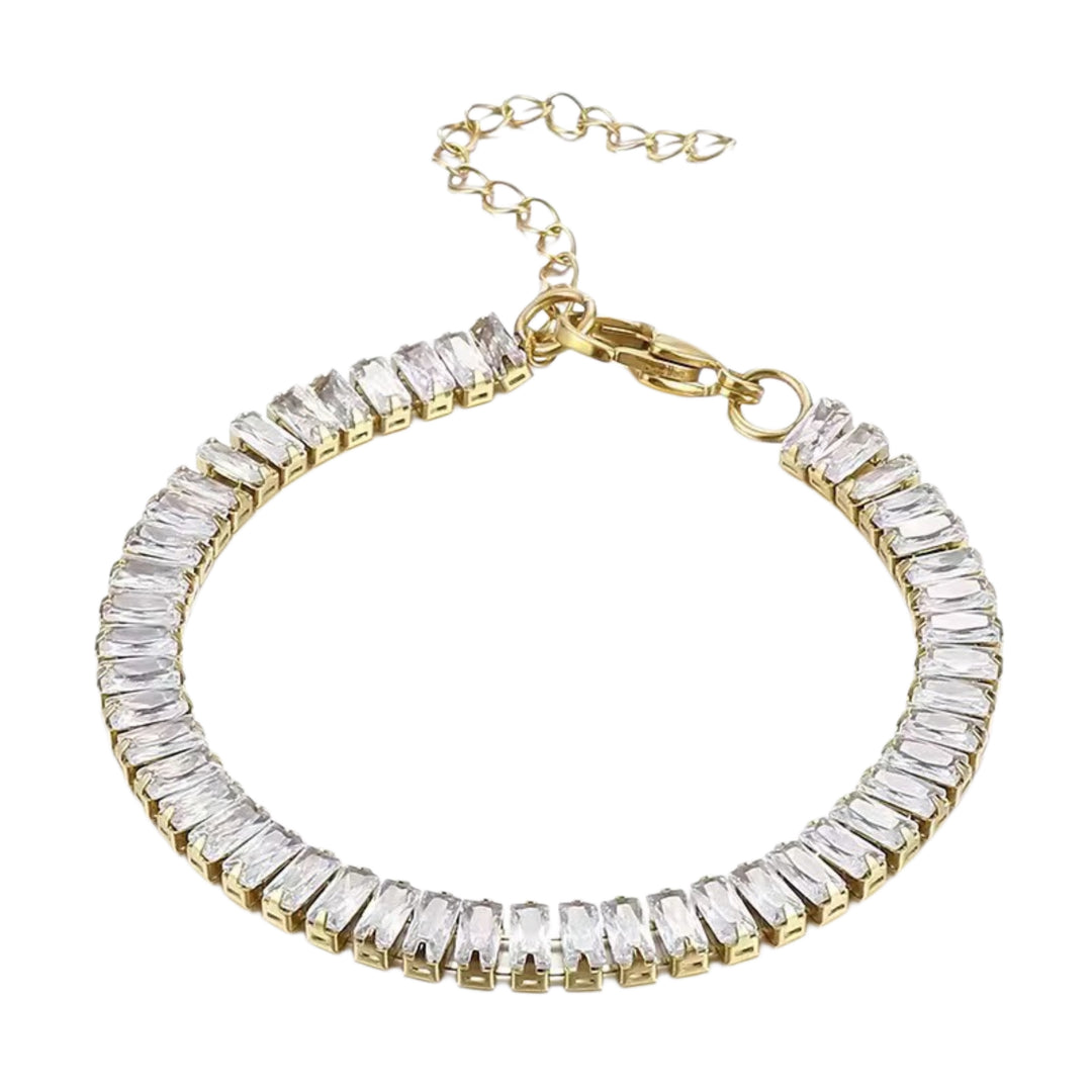 Square crystal bracelets gold color