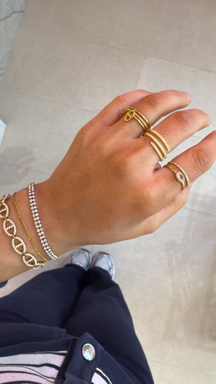 Elara double layer ring gold