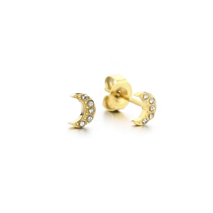 Moon studs earrings - gold