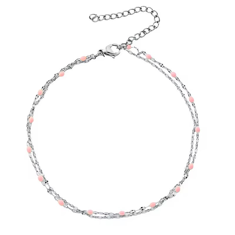 Pink anklet silver