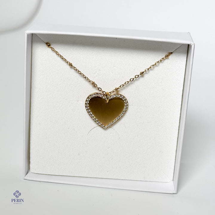 Heart diamond engravable necklace