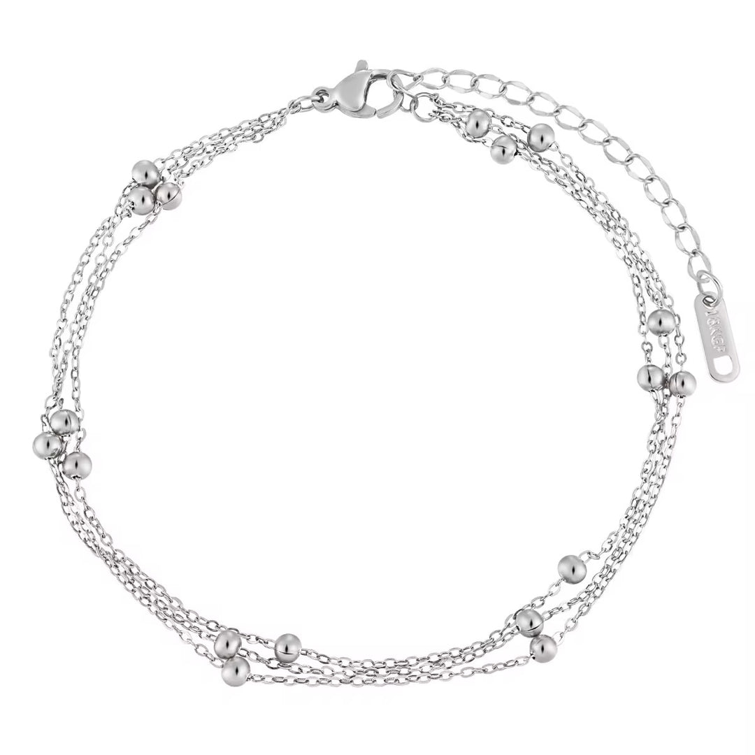 Three layer dots anklet silver