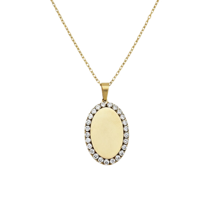 Oval diamond engravable necklace