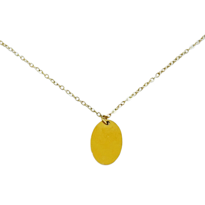 Mini oval necklace- engravable gold