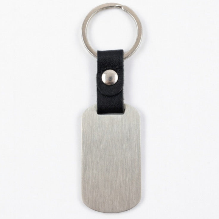 Key chain leather - silver