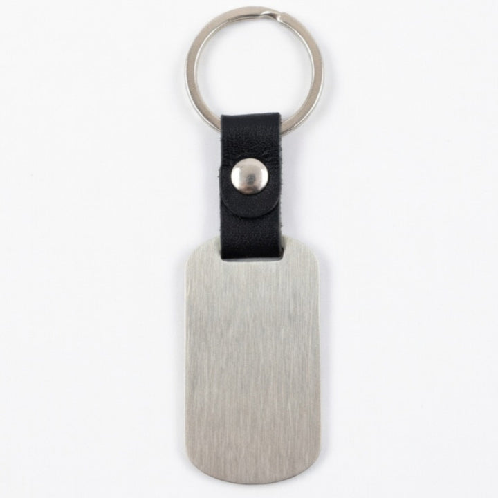 Key chain leather - silver