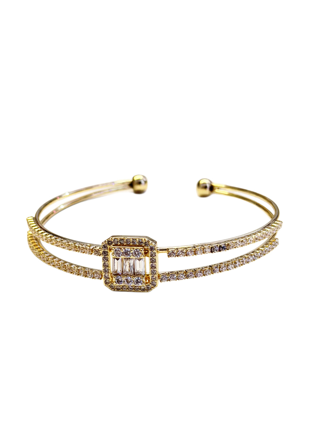 Square double layer bangle - goldd