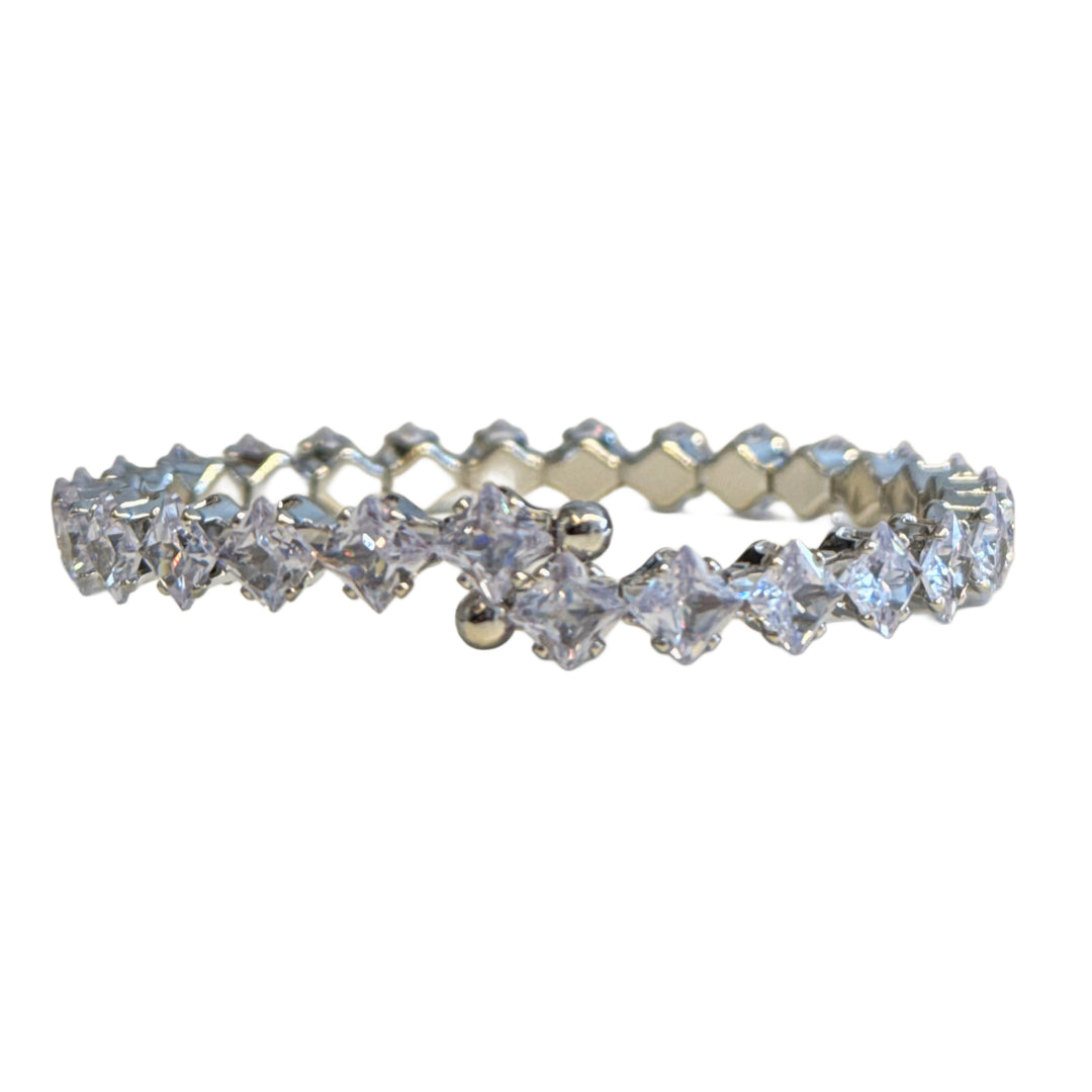 Diagonal Stone Bangle - silver