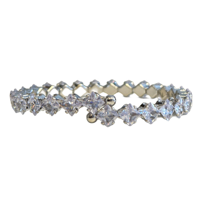 Diagonal Stone Bangle - silver