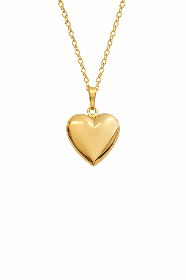 Heart oval locket necklace - engravable gold