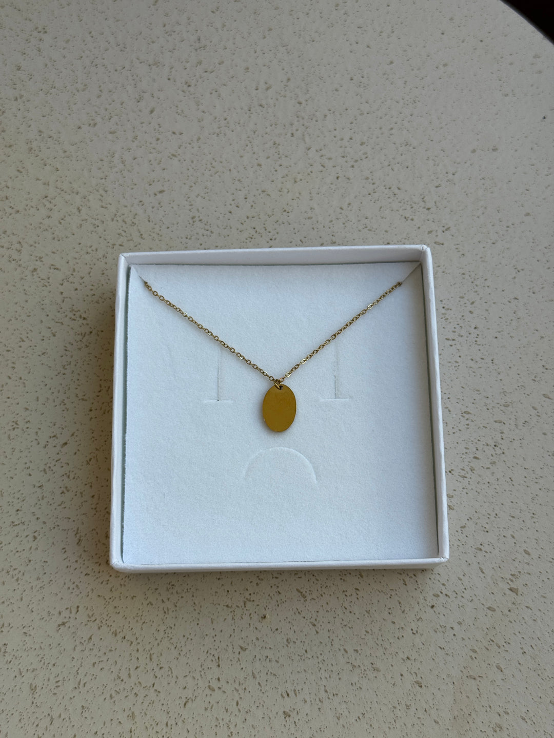 Mini oval necklace- engravable gold
